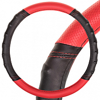 Оплетка SKYWAY Carbon-2 M (370-390мм) Черно/Красная экокожа